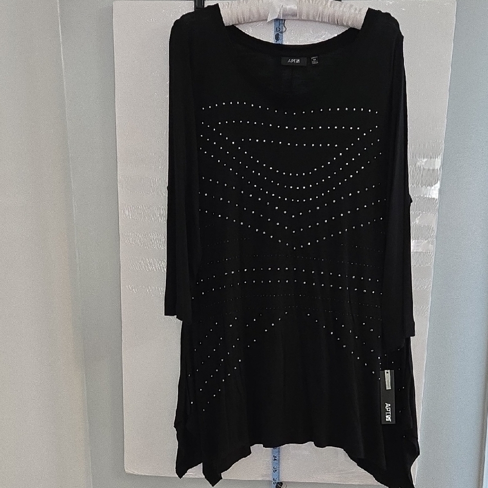 NWT APT 9 Black Embellished Boxy Tunic Size OX